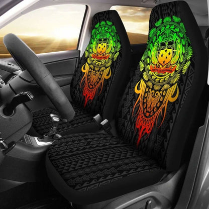 Samoa Polynesian Car Seat Covers - Tattoo Pattern With Seal -