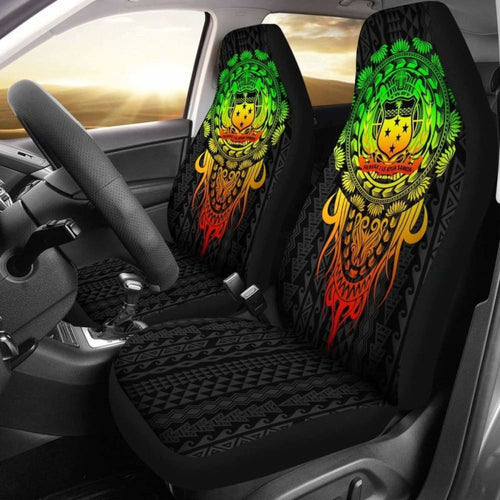 Samoa Polynesian Car Seat Covers - Tattoo Pattern With Seal -