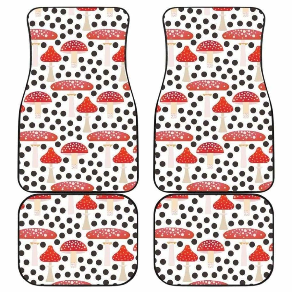 Red Mushroom Dot Pattern Front And Back Car Mats