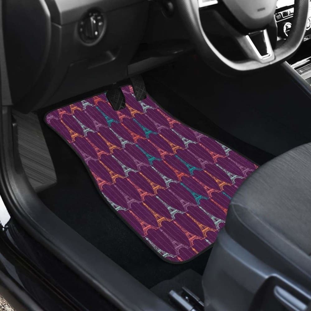 Eiffel Tower Pattern Print Design  Front And Back Car Mats