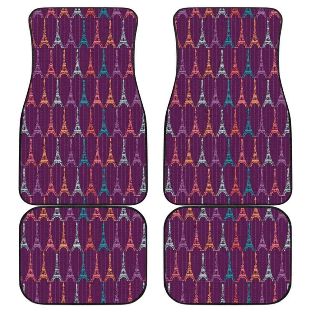 Eiffel Tower Pattern Print Design  Front And Back Car Mats