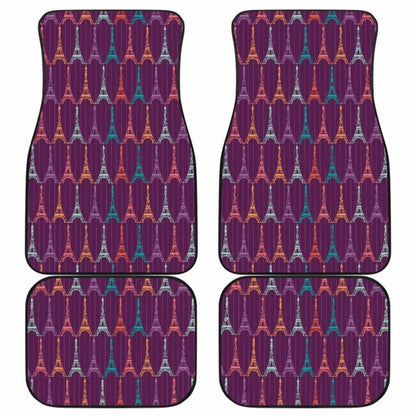 Eiffel Tower Pattern Print Design  Front And Back Car Mats