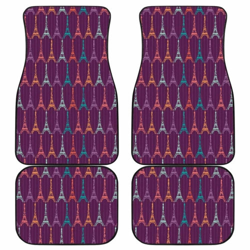 Eiffel Tower Pattern Print Design  Front And Back Car Mats