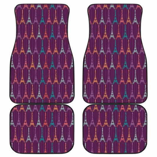 Eiffel Tower Pattern Print Design  Front And Back Car Mats