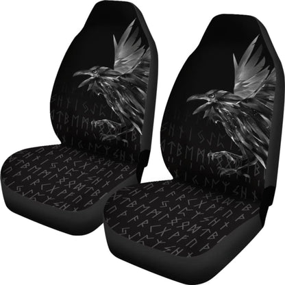 Vikings Car Seat Covers - Raven Tattoo Style