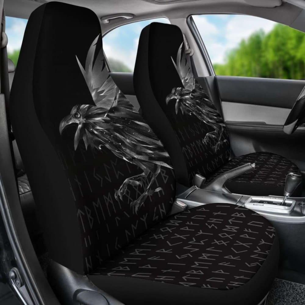 Vikings Car Seat Covers - Raven Tattoo Style