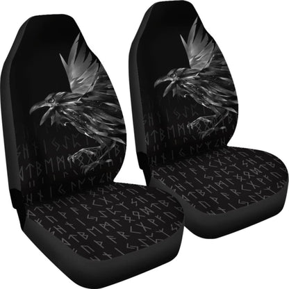 Vikings Car Seat Covers - Raven Tattoo Style