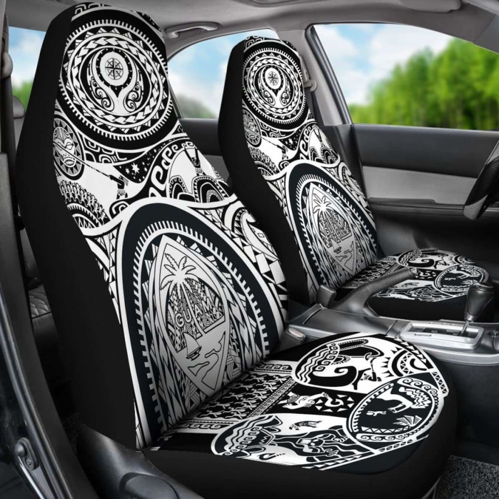 Car Seat Cover - Guam Flag, Seal With Maui Moana Tattoo -