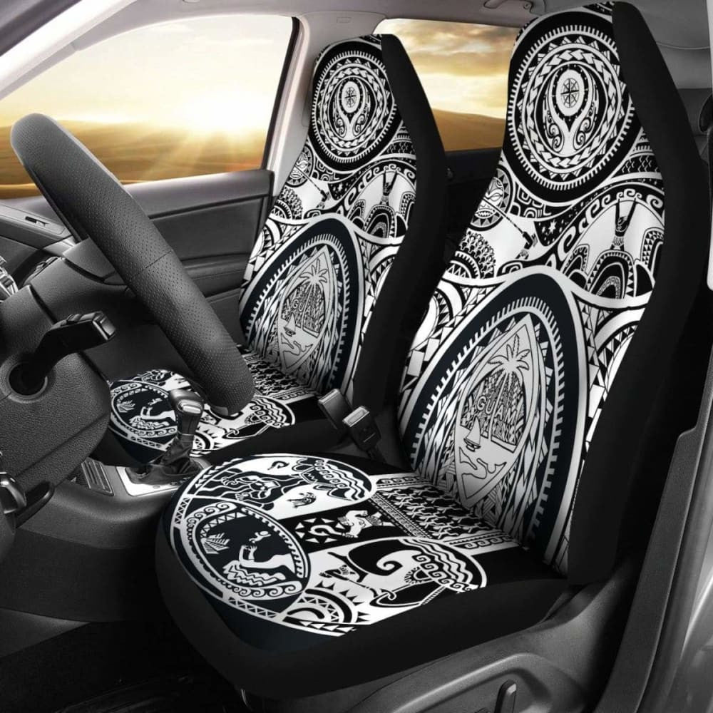 Car Seat Cover - Guam Flag, Seal With Maui Moana Tattoo -