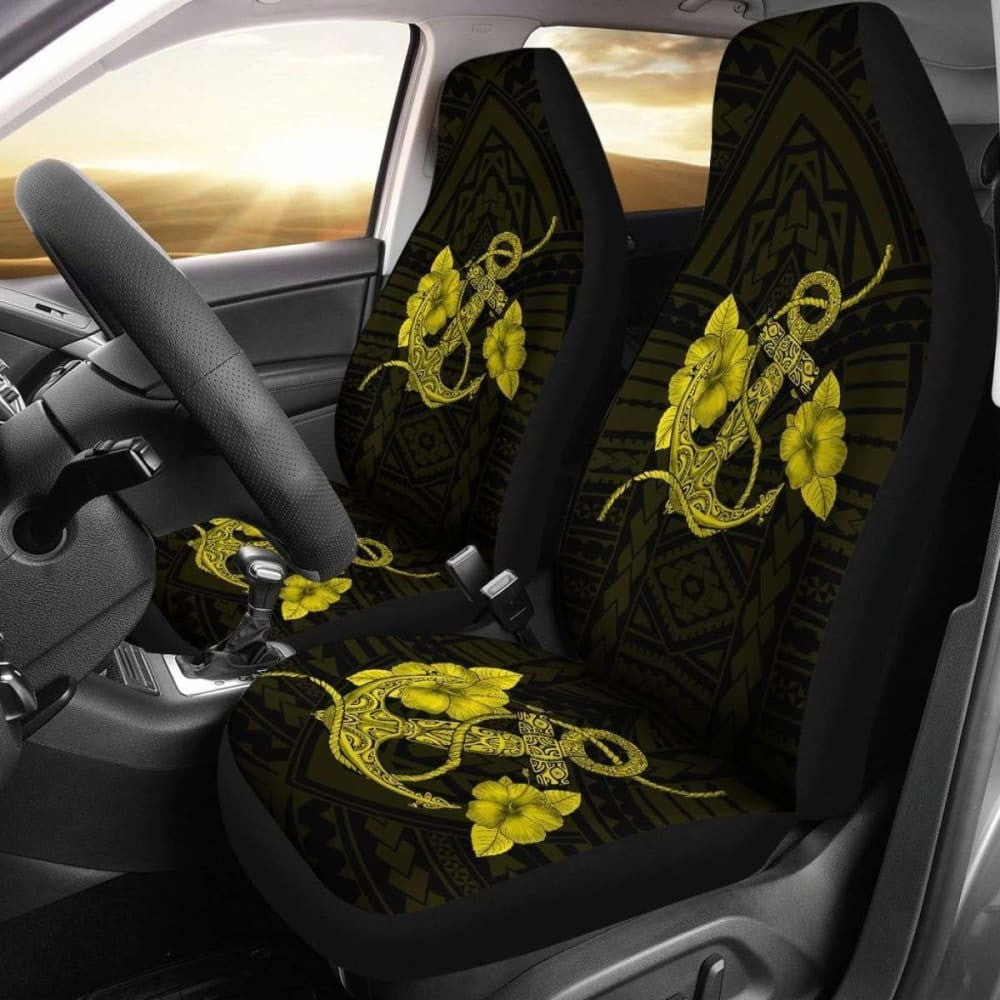 Anchor Yellow Poly Tribal Car Seat Covers -