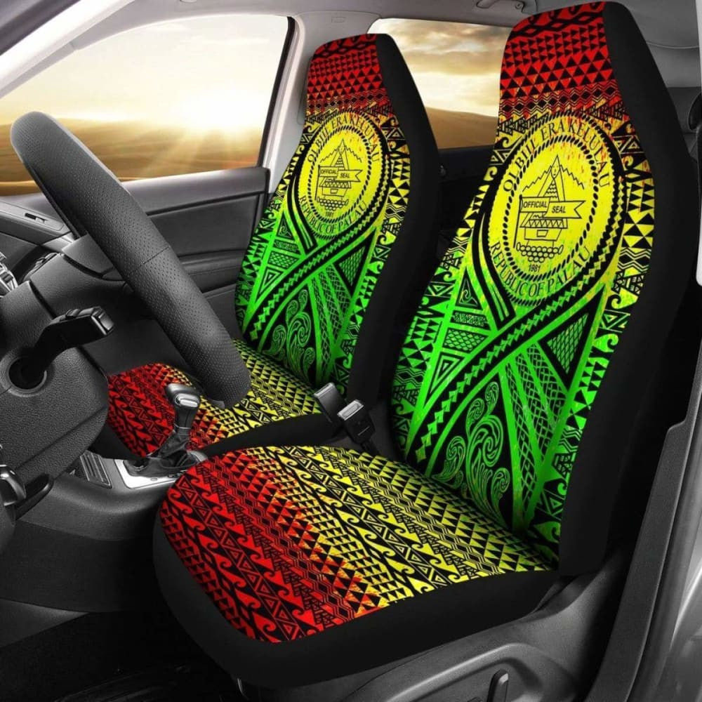 Palau Car Seat Cover - Palau Seal Polynesian Tattoo Reggae -