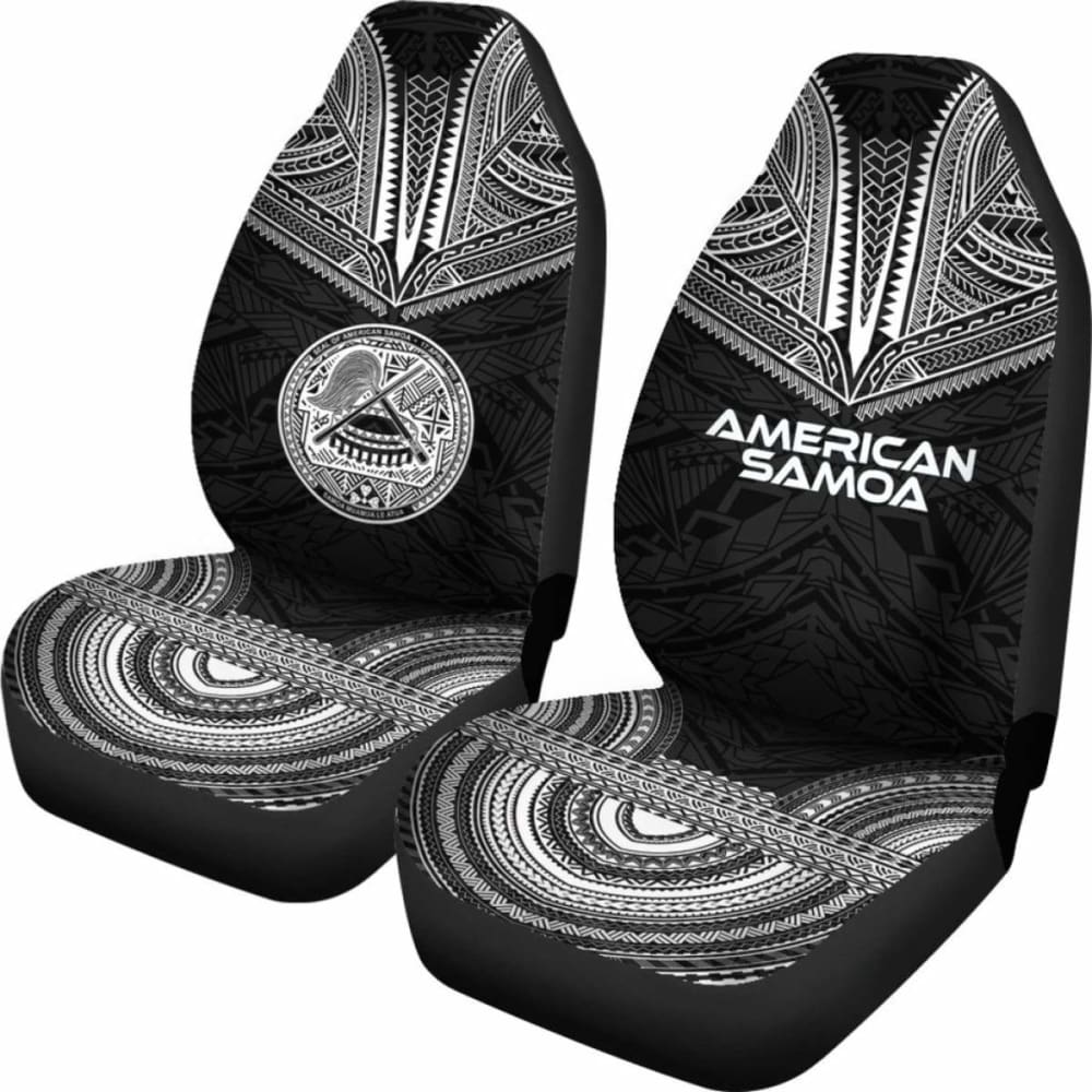 American Samoa Car Seat Cover - American Samoa Seal Polynesian Chief Tattoo Black Version -