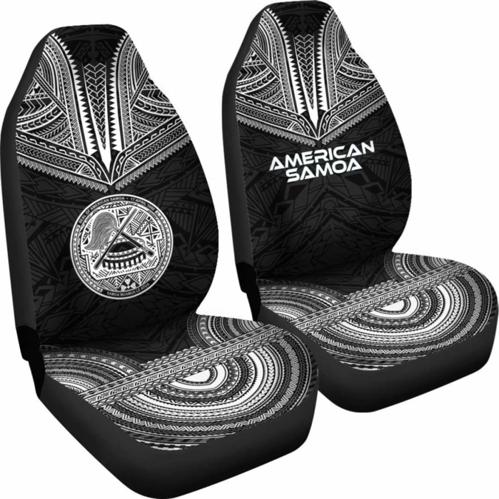 American Samoa Car Seat Cover - American Samoa Seal Polynesian Chief Tattoo Black Version -