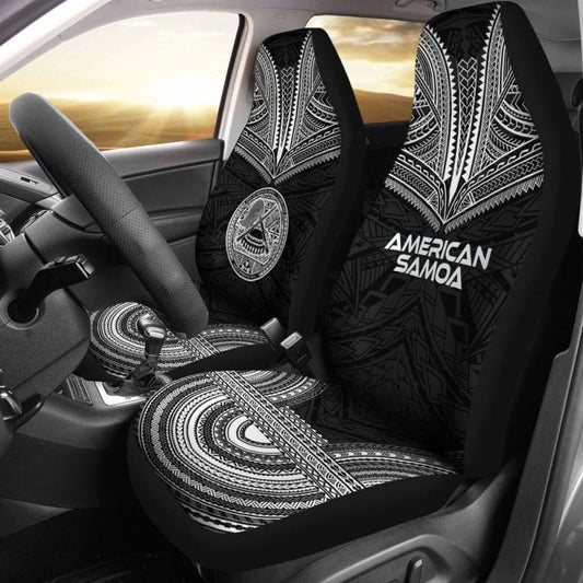 American Samoa Car Seat Cover - American Samoa Seal Polynesian Chief Tattoo Black Version -