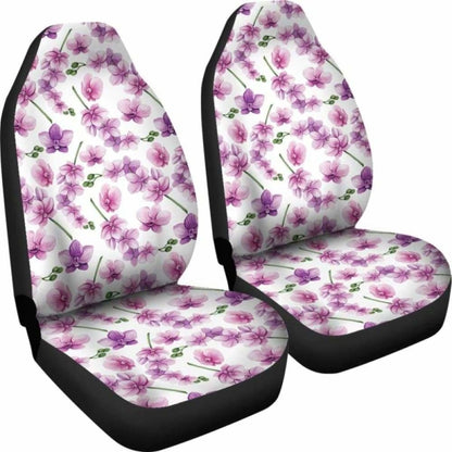 White With Pink And Purple Orchid Pattern Car Seat Covers