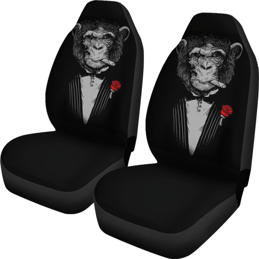 Gentle Monkey Smoking With Rose Car Seat Covers