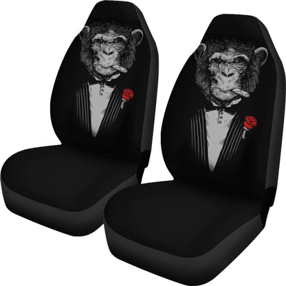Gentle Monkey Smoking With Rose Car Seat Covers
