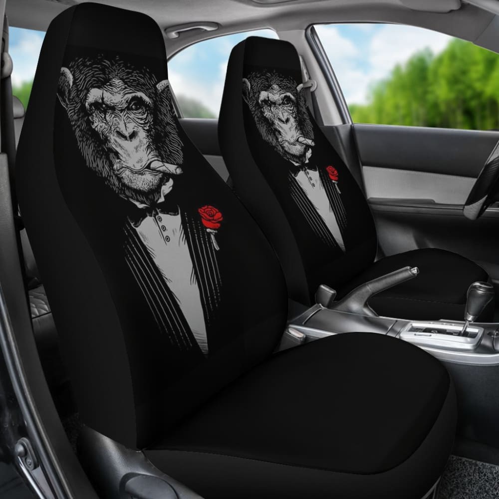 Gentle Monkey Smoking With Rose Car Seat Covers