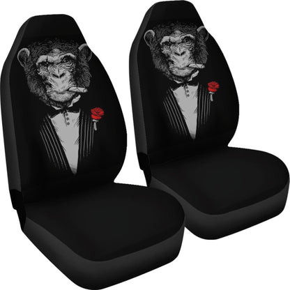 Gentle Monkey Smoking With Rose Car Seat Covers