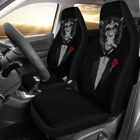 Gentle Monkey Smoking With Rose Car Seat Covers