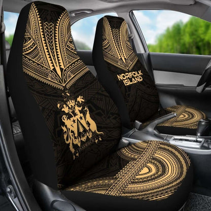 Norfolk Island Car Seat Cover - Norfolk Island Coat Of Arms Polynesian Chief Tattoo Gold Version -