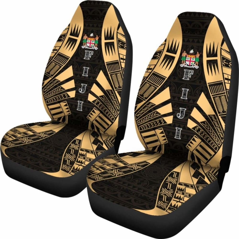 Fiji Car Seat Covers - Polynesian Tattoo Gold -