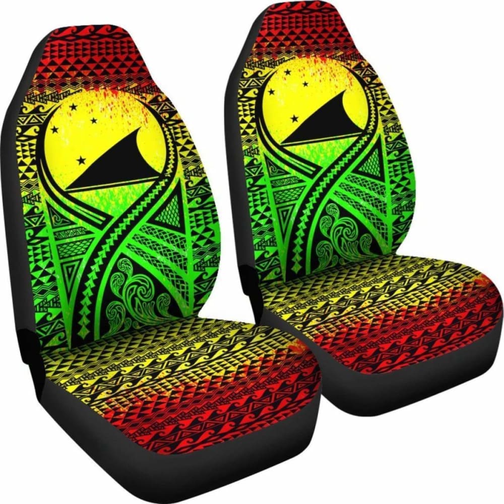 Tokelau Car Seat Cover - Tokelau Flag Polynesian Tattoo Reggae -