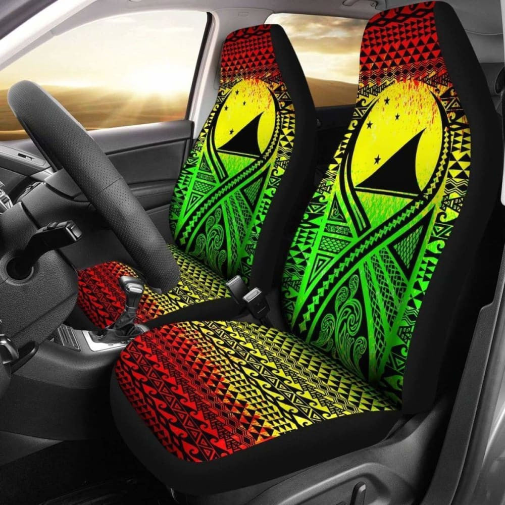 Tokelau Car Seat Cover - Tokelau Flag Polynesian Tattoo Reggae -
