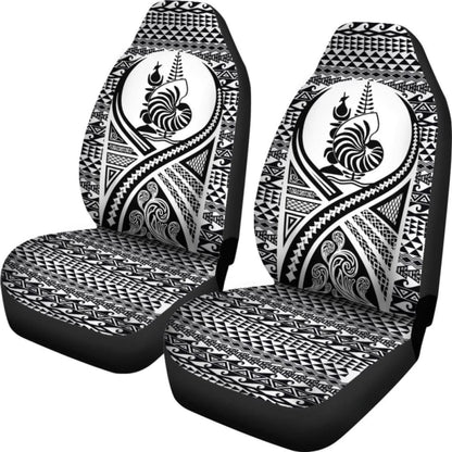 New Caledonia Car Seat Cover - New Caledonia Coat Of Arms Polynesian Tattoo Black -