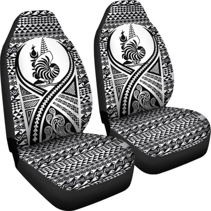 New Caledonia Car Seat Cover - New Caledonia Coat Of Arms Polynesian Tattoo Black -