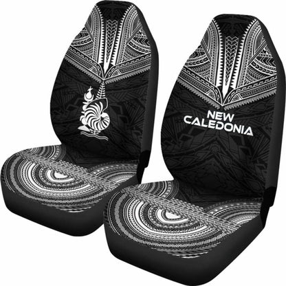 New Caledonia Car Seat Cover - New Caledonia Coat Of Arms Polynesian Chief Tattoo Black Version -