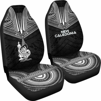 New Caledonia Car Seat Cover - New Caledonia Coat Of Arms Polynesian Chief Tattoo Black Version -