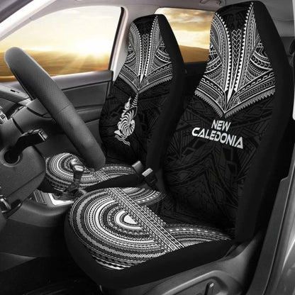 New Caledonia Car Seat Cover - New Caledonia Coat Of Arms Polynesian Chief Tattoo Black Version -