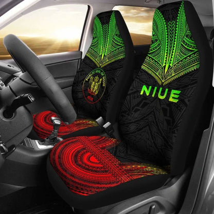 Niue Car Seat Cover - Niue Seal Polynesian Chief Tattoo Reggae Version -