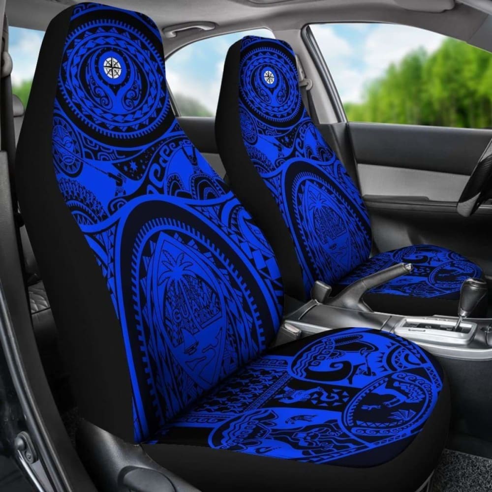 Car Seat Covers - Guam Flag, Seal With Maui Moana Tattoo -