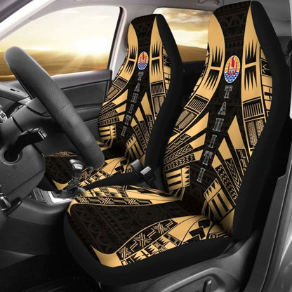 Tahiti Car Seat Covers - Tahiti Flag Polynesian Tattoo Gold -