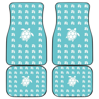 Blue Watercolor Sea Turtle Hibiscus Car Floor Mats