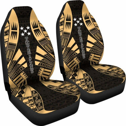 Gambier Islands Car Seat Covers - Polynesian Tattoo Gold -