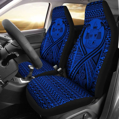 Fiji Car Seat Cover - Fiji Coat Of Arms Polynesian Tattoo Blue -