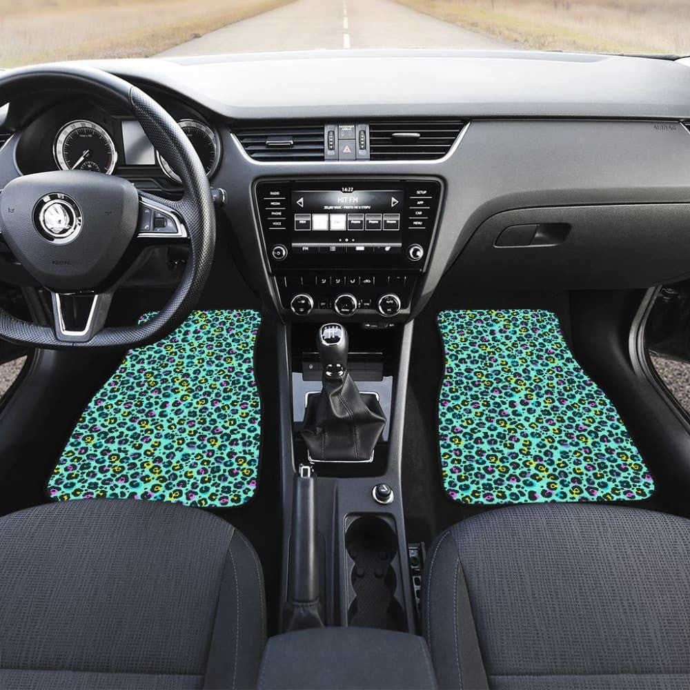 Turquoise Leopard Skin Print Car Floor Mats