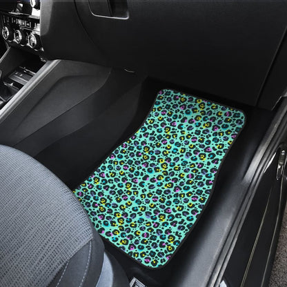 Turquoise Leopard Skin Print Car Floor Mats