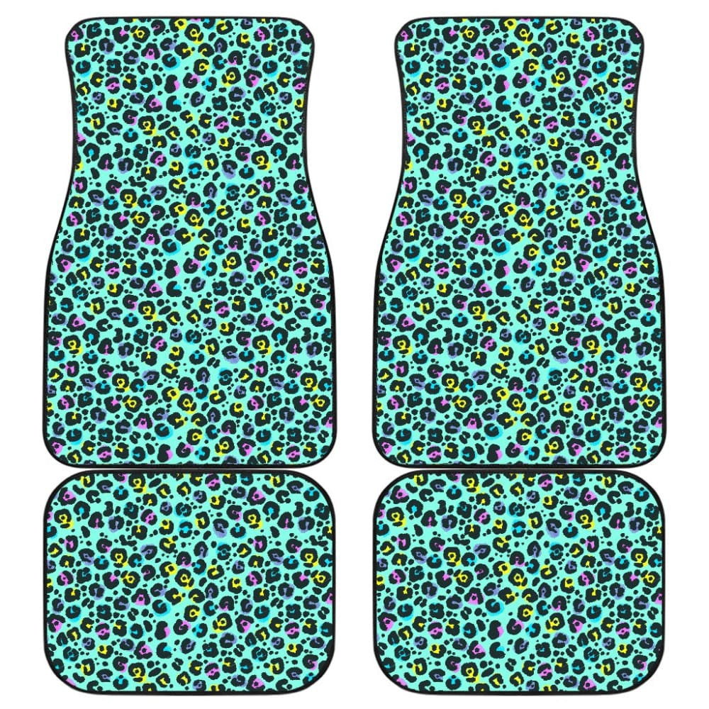 Turquoise Leopard Skin Print Car Floor Mats