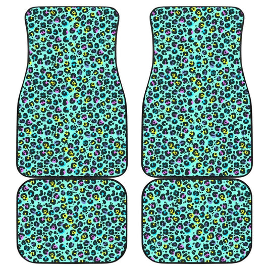 Turquoise Leopard Skin Print Car Floor Mats