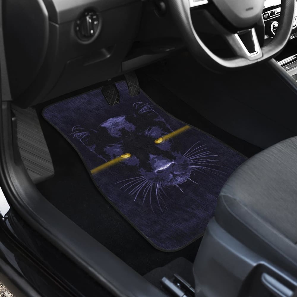 Blue Panther With Yellow Eyes Car Floor Mats