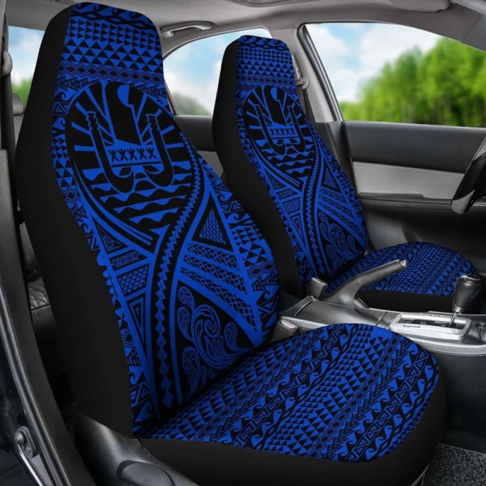 French Polynesia Car Seat Cover - French Polynesia Coat Of Arms Polynesia Tattoo Blue -