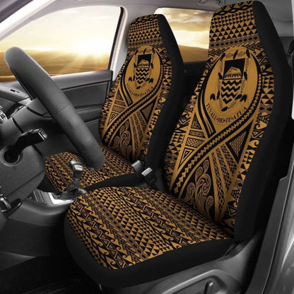 Tulu Car Seat Cover - Tulu Coat Of Arms Polynesian Tattoo Gold -
