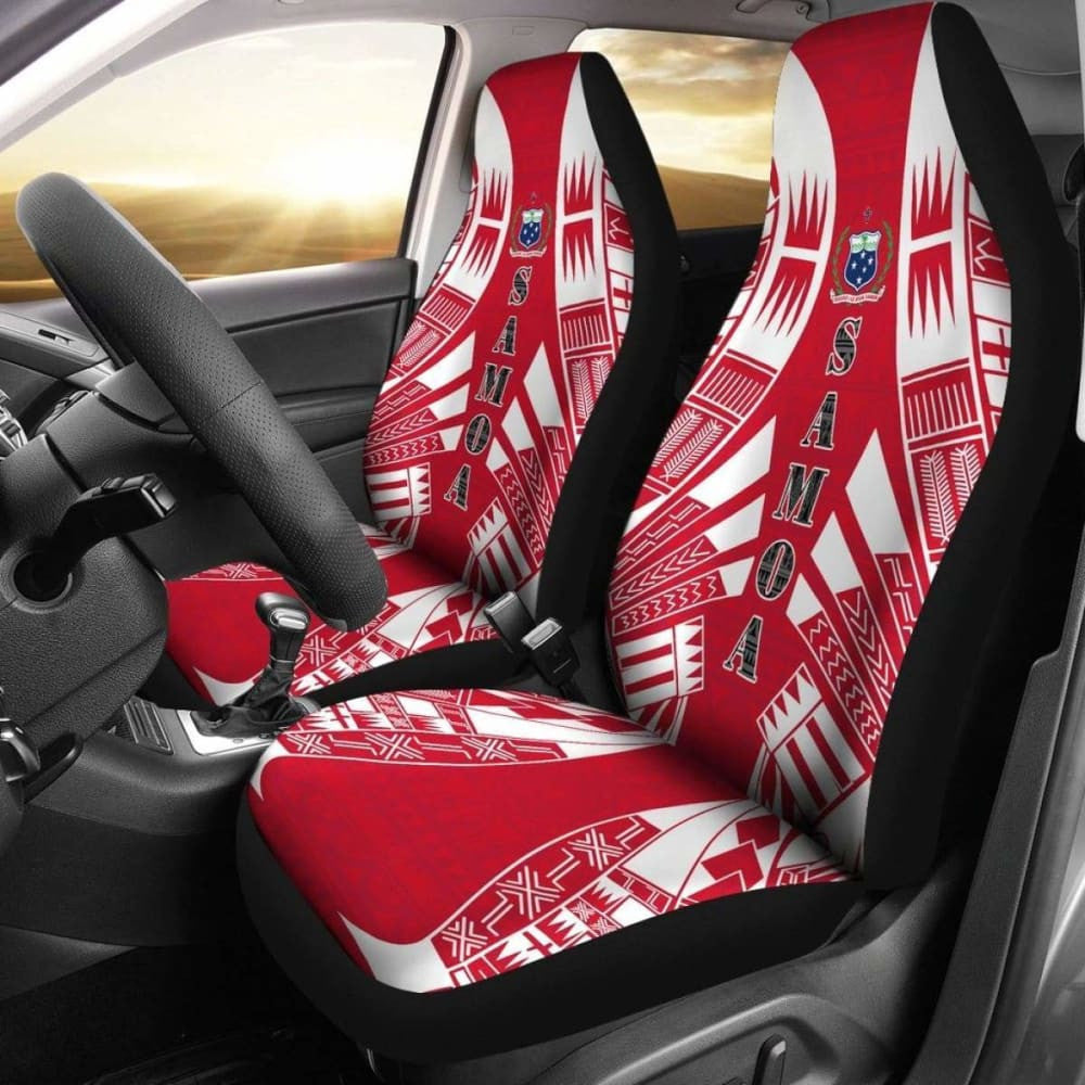 Samoa Car Seat Covers - Samoa Coat Of Arms Polynesian Tattoo Flag -