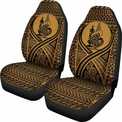 New Caledonia Car Seat Cover - New Caledonia Coat Of Arms Polynesian Tattoo Gold -