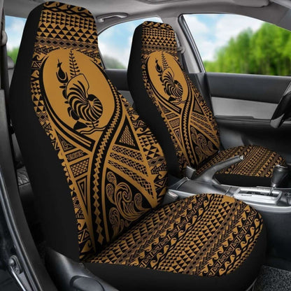 New Caledonia Car Seat Cover - New Caledonia Coat Of Arms Polynesian Tattoo Gold -