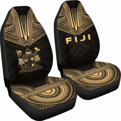 Fiji Car Seat Cover - Fiji Coat Of Arms Polynesian Chief Tattoo Gold Version -